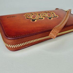 NEW Genuine Leather Zip Wallet Wristlet Bifold Turtle Motif Hawaii Hawaiian